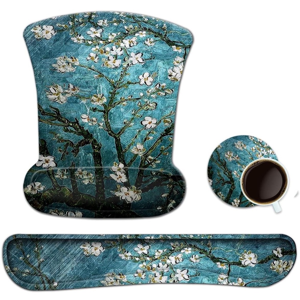 Keyboard Wrist Rest Pad Ergonomic Mouse Pad Set Blossoms by Van Gogh - NWT